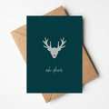 Moderne kerstkaart met silhouette van rendier - rudolph